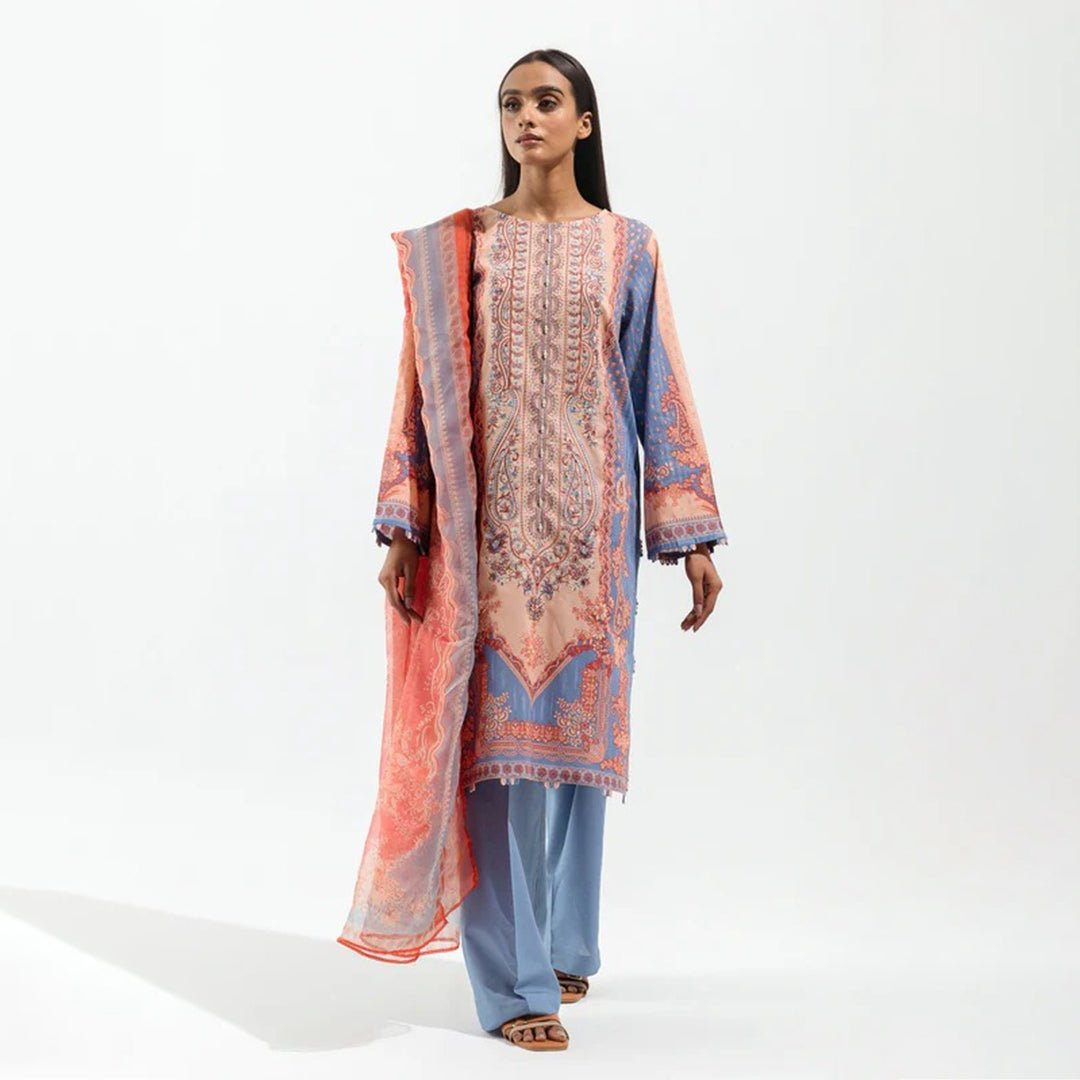 Cerulean Tangerine Printed Lawn Suit (2 Pcs)